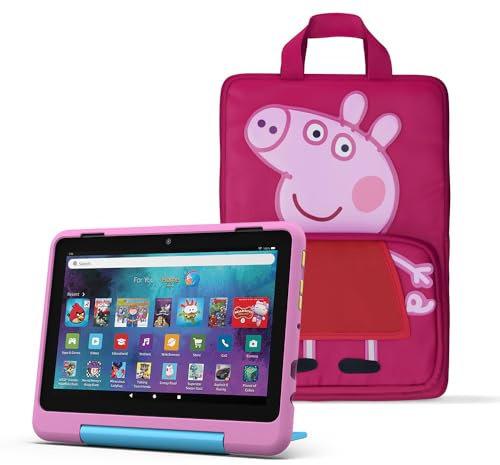 Amazon Fire HD 8 Kids Pro tablet (newest gen), ages 6–12 | 8 HD screen, parental controls, 13-hr battery, 32 GB+ Peppa Pig Carrying Case for Amazon Kids Tablets