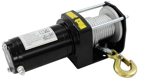 Elektrische Seilwinde 12V, 1300kg Zugkraft 6m Stahlseil Seilwinde Anhängerkupplung mit Kabelsteuerung, IP54, 300kg Hubkraft, Elektrisch-Seilzug für Offroad-Bergung und Abschleppen(3000LB)