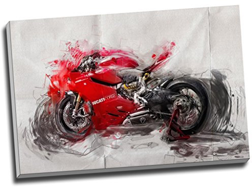 Kunstdruck auf Leinwand mit großem Ducati-Motorrad, Wandkunst, großes A1-Format, 76,2 x 50,8 cm.
