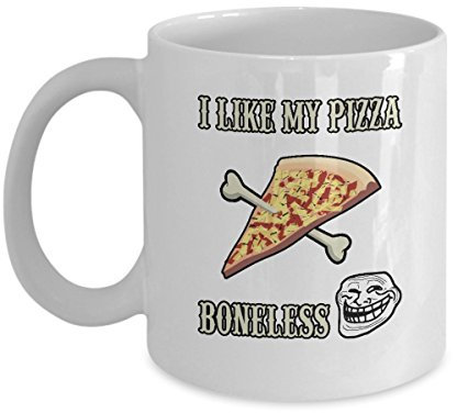 Tasse mit Lebensmittelmotiv – I Like My Boneless – Geschenk für Pizza-Liebhaber, 325 ml Keramiktasse