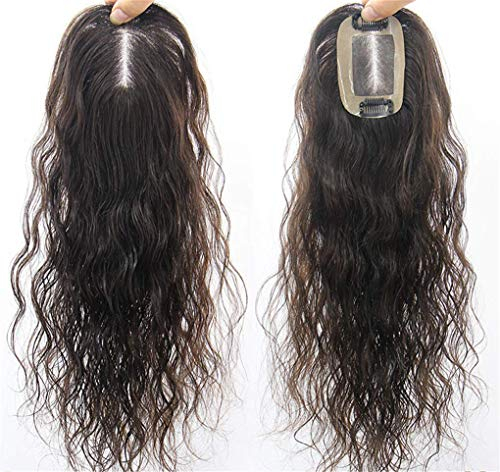 Curly Echthaar-Topper, handgeknotet, zum Anklippen, für Frauen mit dünner werdendem Haar