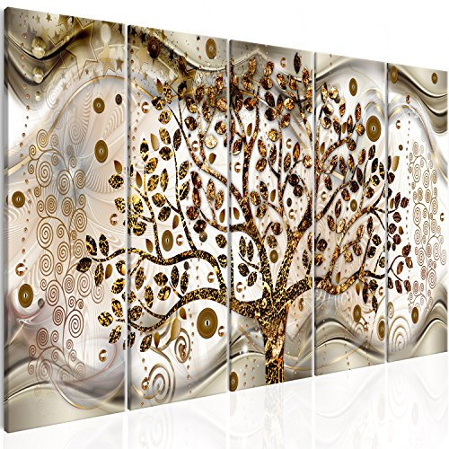 murando Cuadro en Lienzo Arbol Klimt 150x60 cm Impresión de 5 Piezas Material Tejido no Tejido Impresión Artística Imagen Gráfica Decoracion de Pared Abstracto l-C-0005-b-n