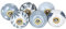 RAJRANG Boutons de porte vintage pour armoires - ensemble de 6 pièces, couleur gris clair et blanc, boutons en céramique imprimés à la main pour tiroirs