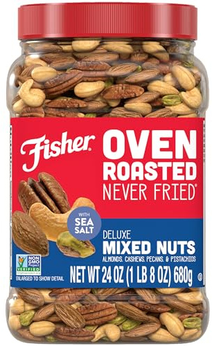 Fisher Oven Roasted Never Fried Deluxe Mixed Nuts, 24 Ounces
