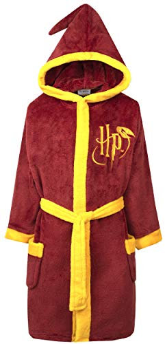 Harry Potter Robe de Chambre Officielle à Capuche Extra Douce | Rouge à Manches Longues | Marchandise Officielle pour Enfants - 12-13 Ans