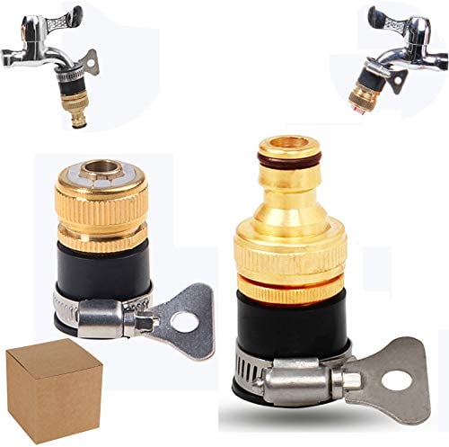 2 Stück Universal Messing Wasserhahn-Adapter, Messing Schlauchverbinder Schlauch Ende Quick Connect Fitting Schlauchrohr Schnellverbinder für Gartenarbeit, Hausbewässerung, Autowäsche