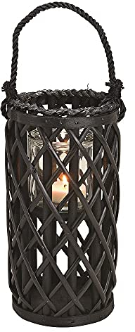 Edle Laterne Windlicht aus Natur Weidengeflecht in schwarz Kerzen-Ständer Frühlings-Deko Ostern Sommer-Deko Heim & Garten Raumdeko modern