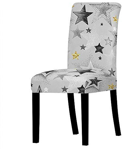 HNDXLHH Stuhlhussen 2er Set Taube Grauer Stern Stuhlhusse Universal Stretch Stuhlbezug Moderne Hussen Für Stühle Protector Stuhlüberzug Für Hotel Esszimmer Zeremonie Hochzeit Party