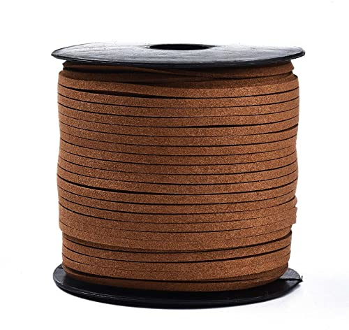 Craftdady 3mm Suede Cord Lace Faux Leather Cord 98.4 Yard For Jewelry Making Beading Craft Thread String, Saddle Brown
