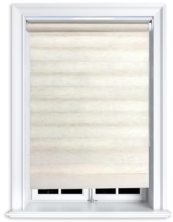 Lister Cartwright Zebra Roller Blinds Day & Night Dual Layer Fabric Translucent Vision Shades- 180x165 cm Linen Window & Door Blinds for Home Office