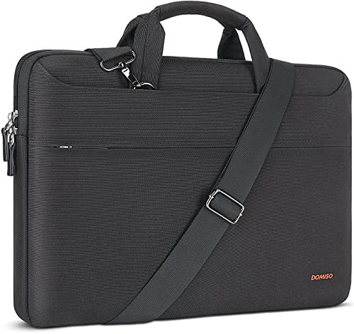 DOMISO 15.6 inch Laptop Sleeve Shoulder Bag Water-Resistant Protective Messenger Bag Business Briefcase for 15.6 Notebooks/15.6 Lenovo Yoga Chromebook Ideapad/Dell Latitude/HP Envy/ASUS,Black
