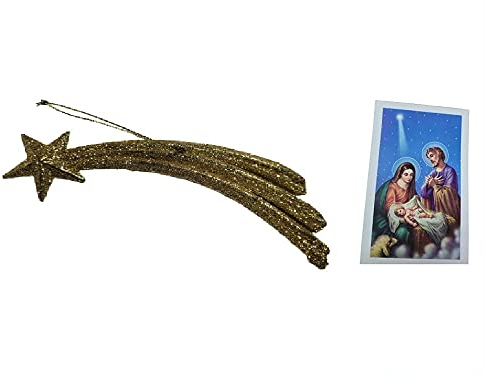 1 Stern Komet SILBER BRILLANTINIERT GOLD 15 CM für Hirten Krippe S. G. ARMENO erhalten Sie eine Geburt SANTINO