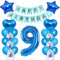 Kindergeburtstag Deko Jungen 9 Jahr ballon, 9. Geburtstag Dekorationen für Junge，Deko 9 Geburtstag ballon, 9 Geburtstag Deko Jungen Happy Birthday Banner Luftballons Blau Konfetti Helium Set …