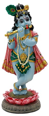 alikiki Hindu-Gott, Lord Krishna, Statue – 21,6 cm hoch, indisches Idol, Krishna-Figur, Puja-Artikel, Pooja-Artikel, Geschenk für indische Diwali, Zuhause, Altar, Tempel, Mandir, Meditationsraum,