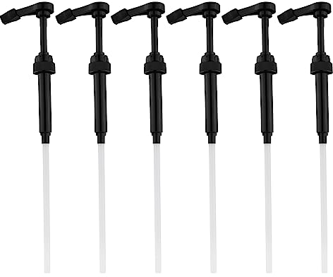 6pcs Pompes à Sirop avec 6 Embouts, Convient à la Plupart des Bouteilles de 750ml sans Gouttes Distributeur Sirop Pompe pour Torani Davinci Matteo Jordan's Skinny Bouteilles de Sirop(Noir)