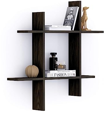 MOBILI FIVER, Estantes Angelica Nogal Americano, 90 cmx15 cmx90 cm, Aglomerado y Melamina, Estante de Pared para Habitación, Corredor, Entrada, Salon, Oficina, Made In Italy