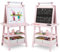 GOPLUS 3 in 1 Standtafel für Kinder, Magnetisches Whiteboard & Kreidetafel, Doppelseitiger Staffelei mit Aufbewahrungsbox, Maltafel, Schreibtafel, Kindertafel ink. Malpapier und Magneten (Rosa)
