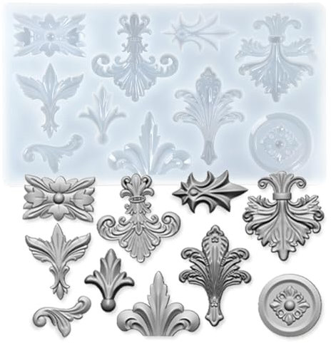 Molde de silicona resina epoxi formas antiguo griego medallón esquina estilo barroco para arcilla yeso