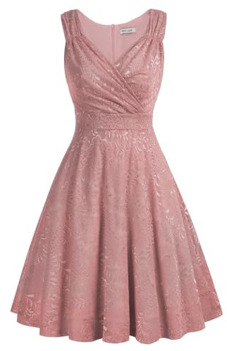 GRACE KARIN Robe rétro Une Ligne Robe col en v Robe Femme années 50 Une Ligne Robes à Bretelles Robe de Mode CL645-11 S