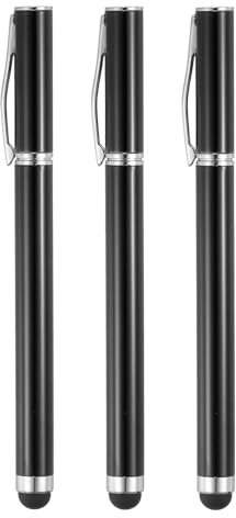 QUARKZMAN 3Pcs Stylo à Bille avec Pointe Stylet 2 en 1, Stylo à Encre Et Stylet en Caoutchouc à Pointe Fine pour Tous Les Écrans Tactiles Capacitifs Universels, Noir