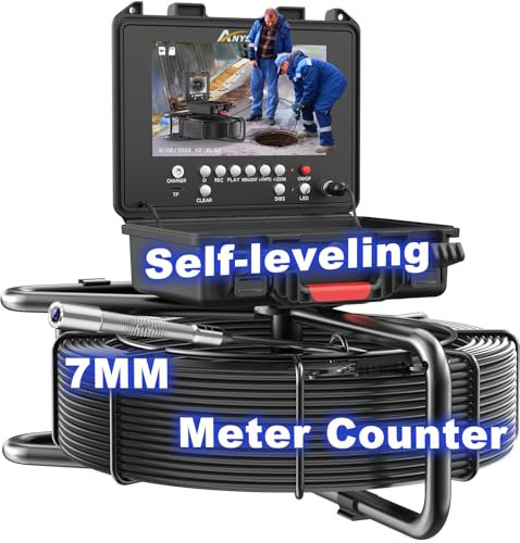 Anysun Endoskopkamera mit Licht, 1080P HD Rohrkamera Mit Selbstnivellierend, Distanzzähler, DVR-Recorder, 9 Zoll IPS Inspektionskamera IP68 wasserdichte Für Klempner, Industriearbeiter, Mechaniker