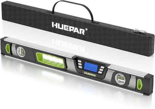 Digitaler Neigungssensor 60cm, Hueppar Digitale Wasserwaage, DL24 | 0,1°-Präzision, Magnetfuß, Softgrip-Griff, Multifunktionsdisplay und intelligenten Funktionen für den professionellen Einsatz