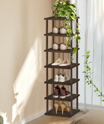 AkoaDa 7 Tiers Shoe Rack, Plant Stand, Tall Flower Rack for Indoor Living Room Bedroom and Outdoor Multiple Plants Patio Balcony Garden (Brown)