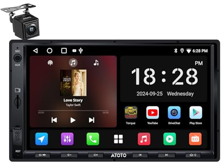 ATOTO A5L 7 inch Android Double DIN Car Stereo, Wireless CarPlay & Android Auto, Wi-Fi/USB/BT Tethering, 2G+32G Touchscreen Car Radio, Backup Camera, MirrorLink, DSP, FM/AM/SS Radio/SWC, AI&GPS Track