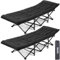 OVERMONT Klappbar Feldbett mit Matratze - Faltbar Campingbett 2PCS 190 x 71 x 36 cm - bis 250kg Belastbar - 2400D Oxfordgewebe mit Seitentasche Tragetasche für Camping Garten Büro Schwarz