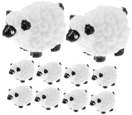 Cabilock 10stücke Teiliges Miniatur Schaf Deko Resin Tierfiguren Kleine Nutztiere Langlebig Für Gartenlandschaft DIY Mikro-landschaftszenerie Bauernhof Accessoires
