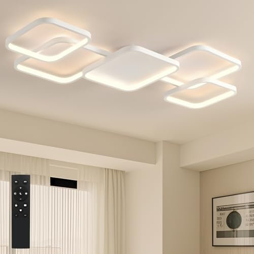 BAYHT LED Deckenlamp Wohnzimmerlampe Dimmbar Deckenleuchte mit Fernbedienung 56W 6720LM 3000K-6500K Geeignet für Wohnzimmer, Deckenleuchte Schlafzimmer Weiß