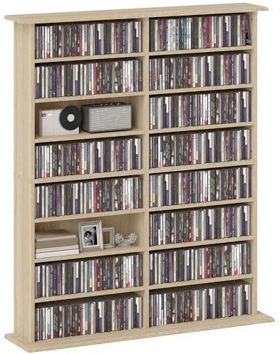 HOMCOM Rangements pour CD et DVD106,5x24x126,3cm Naturel