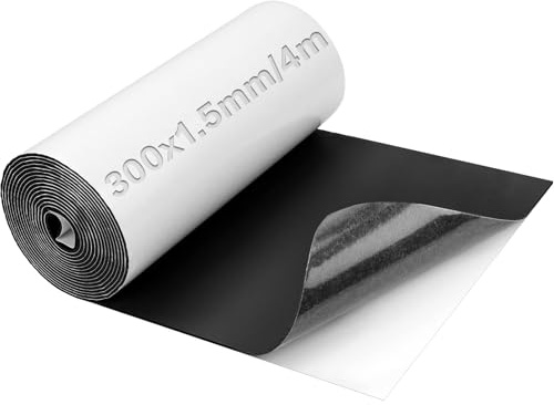 Mbsomnus Moosgummi Selbstklebend 300mmx1.5mmx4m Schaumstoff Selbstklebend | Neopren Zellkautschuk Meterware, Schaumstoffplatte Schwarz, Böden, Wände, Fahrzeugschutz, DIY, Basteln