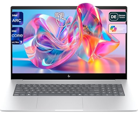 HP Envy Business Laptop Intel Core Ultra 7-155H 16GB DDR5 RAM 512GB PCIe SSD, 17.3 FHD IPS Touch screen, Intel Arc Graphics, tastiera QWERTZ, Windows 11 Home, Argento
