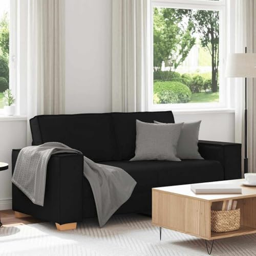 Qnhdfrt Zweisitzer Sofa Couch Schwarz 140 cm Sitzbreite aus strapazierfähigem Polyester mit bequemer Polsterung und Breiten Armlehnen für Wohnzimmer, Büro und Gästezimmer