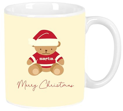 BEIGE BEIGE FELICES FIESTAS - Large Ceramic Mug, Resistant, Lightweight, Durable, 350 ml, 8 x 9.5 cm