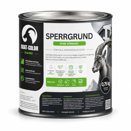GOAT Color Sperrgrund 0,75kg Weiß – Isoliergrund für OSB Platten, Holz & Beton – Absperrgrund, Fleckensperre für Gipskarton (Ohne Körnung)