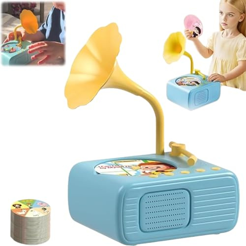 Phonographe pour Enfants avec 99 Cartes, Tourne-Disque pour Tout-Petits (2025), Machine à Histoires et Musique pour L'apprentissage Précoce(Blue)