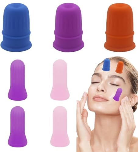 Srvauyea 7 Piezas Ventosas Faciales, Vasos de Silicona para Ventosas, Ventosas de Masaje Faciales de Silicona, Juego de Ventosas de Silicona para Cuello, Cara y Cuerpo