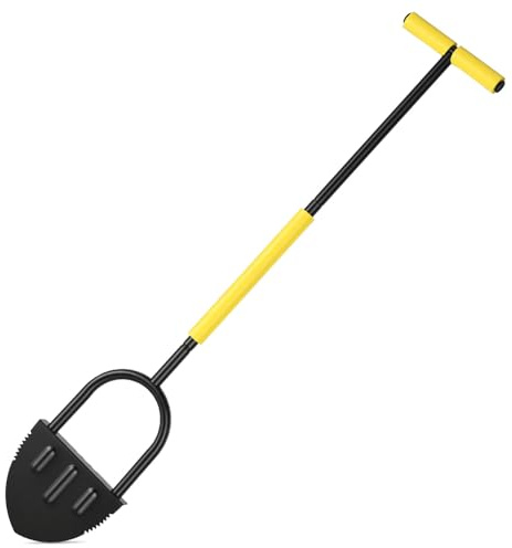 Jayseuw Rasenkantenschneider, Rasenkantenstecher mit Stiel, scharfe Sägezahn-Halbmondklinge und T-Griff, für Rasenkanten, Blumenbeete, Gehwege und Terrassen