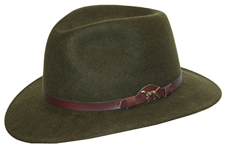 Lodenhut Jagdhut mit Zierteil Jagdhund (60) - Unisex-Erwachsene - Grün - Hut - Modern, Utility - Wolle - Wasserfest - Trapper Hut - M (60)