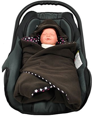 HOBEA-Germany Fußsack Einschlagdecke für die Babyschale Babyschalenfußsack Winter, Farben Winterdecken:braun mit Sternen