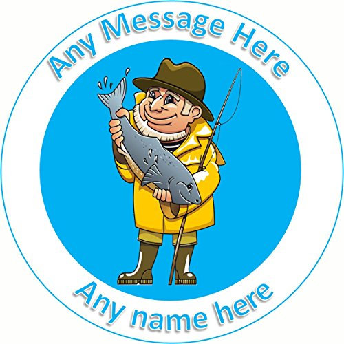Fishing cake topper edible wafer paper personalised 6 inch