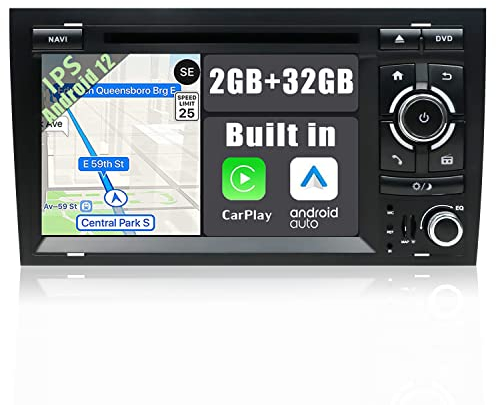 YUNTX Android 14 Autoradio con navi para Audi A4 (B6/B7) | Seat Exeo-Incorporado CarPlay/Android Auto/GPS-IPS 2.5D 7 Pantalla-Dab/Bluetooth 5.0/Control del Volante/USB/WiFi/MirrorLink/4G