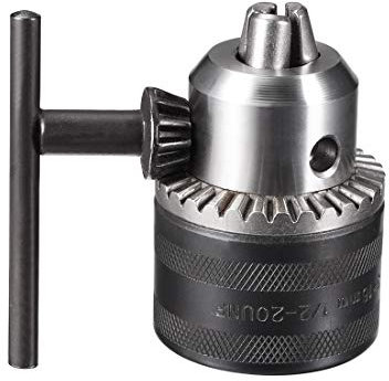 sourcing map Drill Chucks, 1/2-20UNF Threaded 3-16mm Capacity with Chuck Key for Electric Impact Corded Cordless Drill