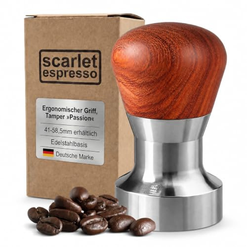 scarlet espresso | Tamper »Passion« für Barista; mit ergonomischem PVC- oder Edelholzgriff nach Wahl und Präzisions-Edelstahlbasis (41 mm)