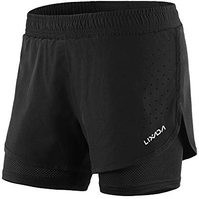LIXADA Short de Course 2 en 1 pour Femmes pour Femmes Séchage Rapide, Respirant, Entraînement Actif