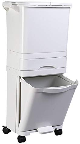 Taylor & Brown Recycling Pedal Bin for Kitchen Waste, Vertical Waste Separation System, 4 Recycle Compartments, 42L Rubbish Capacity Trash Garbage Can (White)