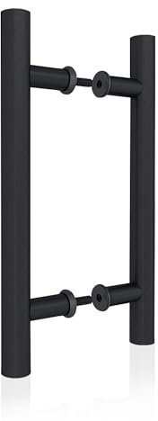 JUBEST 12 Push Pull Barn Door Handle, Double Side H Shape Sliding Door Handle, Heavy Duty Swing Door Handle, Matte Black