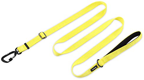 Hyhug 1,8 m Verstellbare Nylon Hundeleine mit weichem, gepolstertem Griff - Haltbare Leine mit einfachem Bolzkupplungsverschluss, ideal für große, mittlere und kleine Hunde (Groß, leuchtendes Gelb)